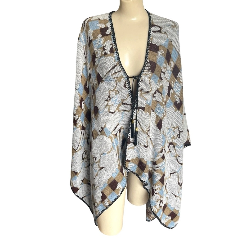 Marc New York Western Wrap Poncho Womens One Size Multicolor Floral Cape